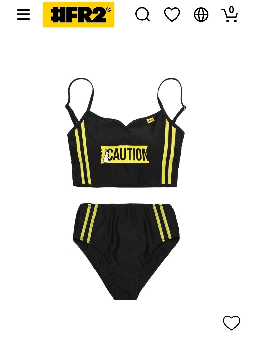 #FR2 Black & Yellow 'Caution' High-Waist Bikini Set Japanese Designer